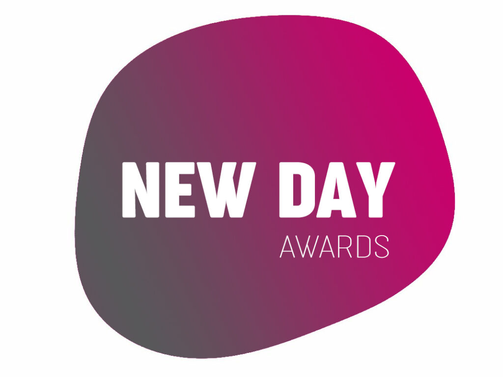 pink circle with new day awards logo inside