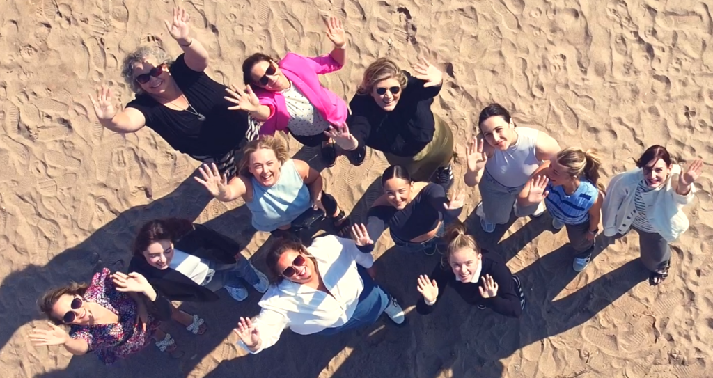 P13 team at the beach